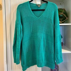 oversized Tommy Bahama coastal v-neck sweater in turquoise